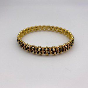 Vintage Black Beaded Gold Bracelet